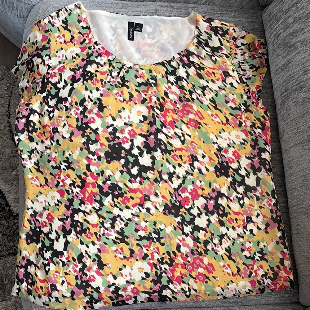 Relativity Pink and Orange Graphic Blouse